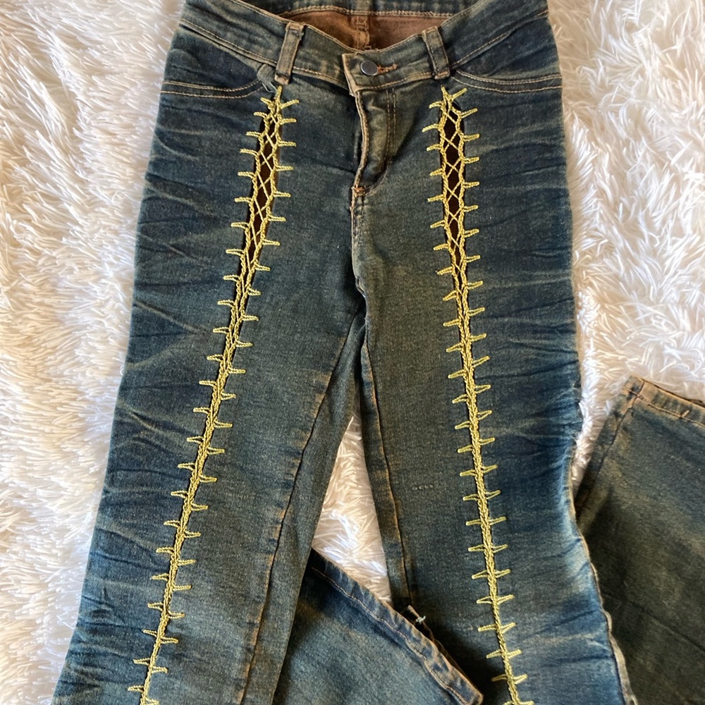 Lace up jeans